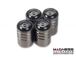 MINI Valve Caps (4) - V7 - Metalic Black w/ MINI Logo 